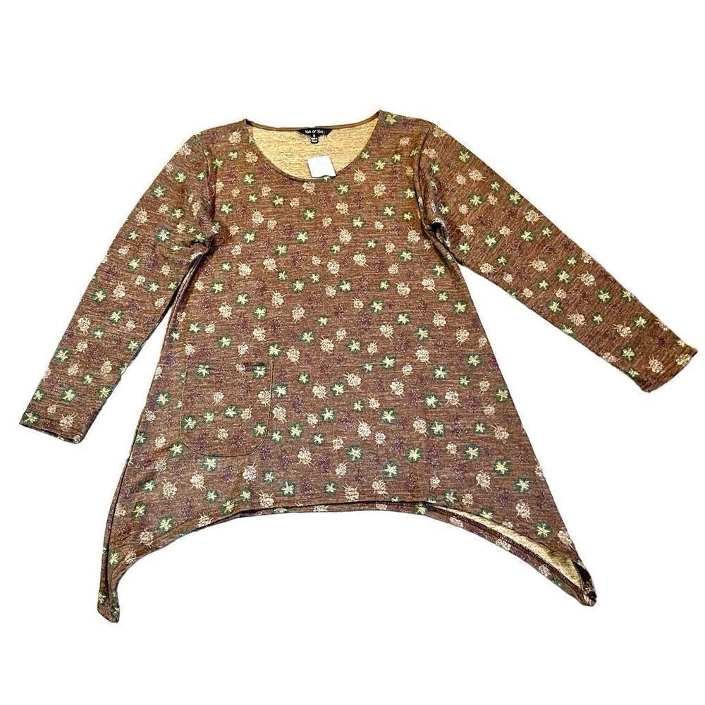 NWT Yak & Yeti Floral Front Pocket 3/4 Sleeve Tunic Small